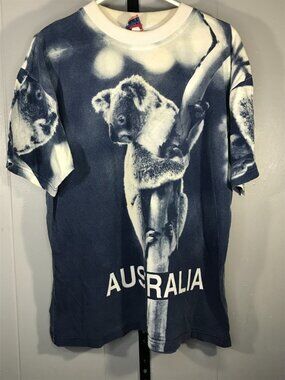 Vintage Australia all over print Koala Bear Nature shirt  sz LG 90s aop tee